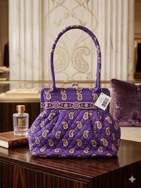 Vera Bradley Purple Paisley Quilted Shoulder Bag